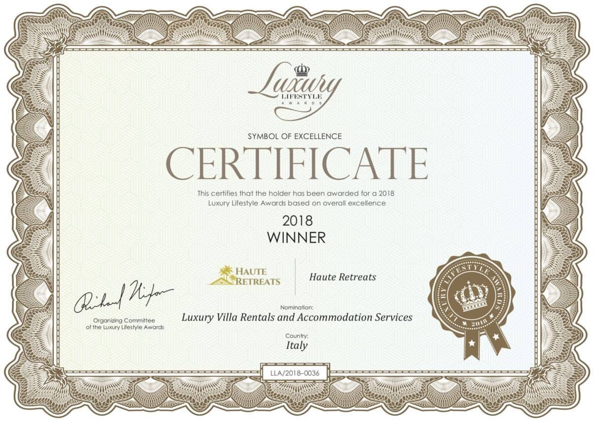 Haute Retreats winner of Luxury Lifestyle Awards 1 Haute Retreats winner of Luxury Lifestyle Awards - Haute Retreats — Digital Certificate