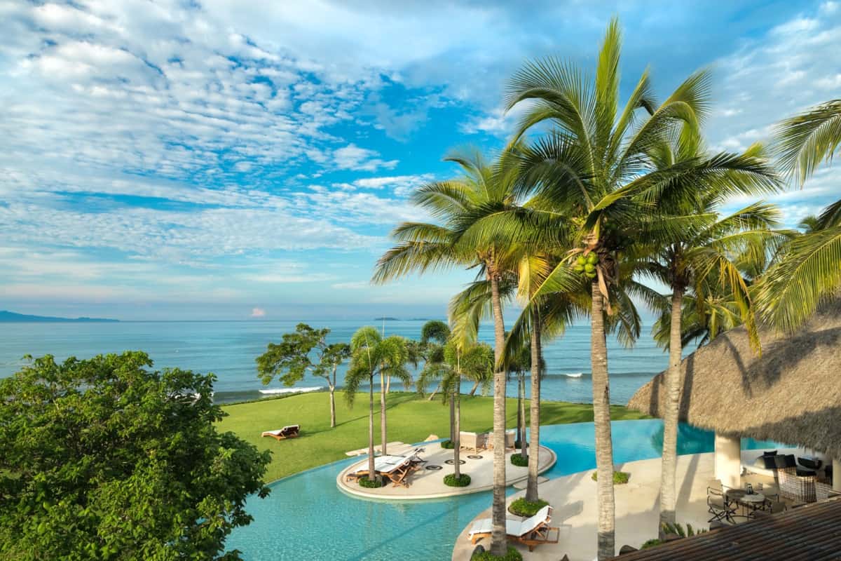 Casa Tres Soles, Punta Mita &mdash; terrace dining above the Pacific at dusk
