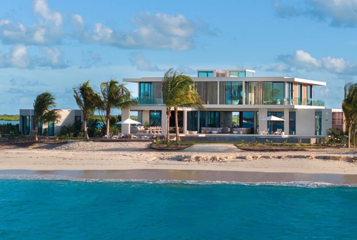 Short Flights from NYC to the Beach: Sun & Sand Fast 4 The Point on Emerald Point, Grace Bay, Turks and Caicos, seen from the sea