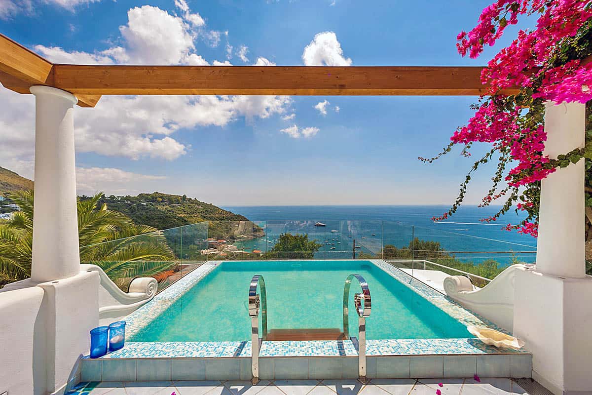 Luxury villa pool overlooking the Amalfi coast