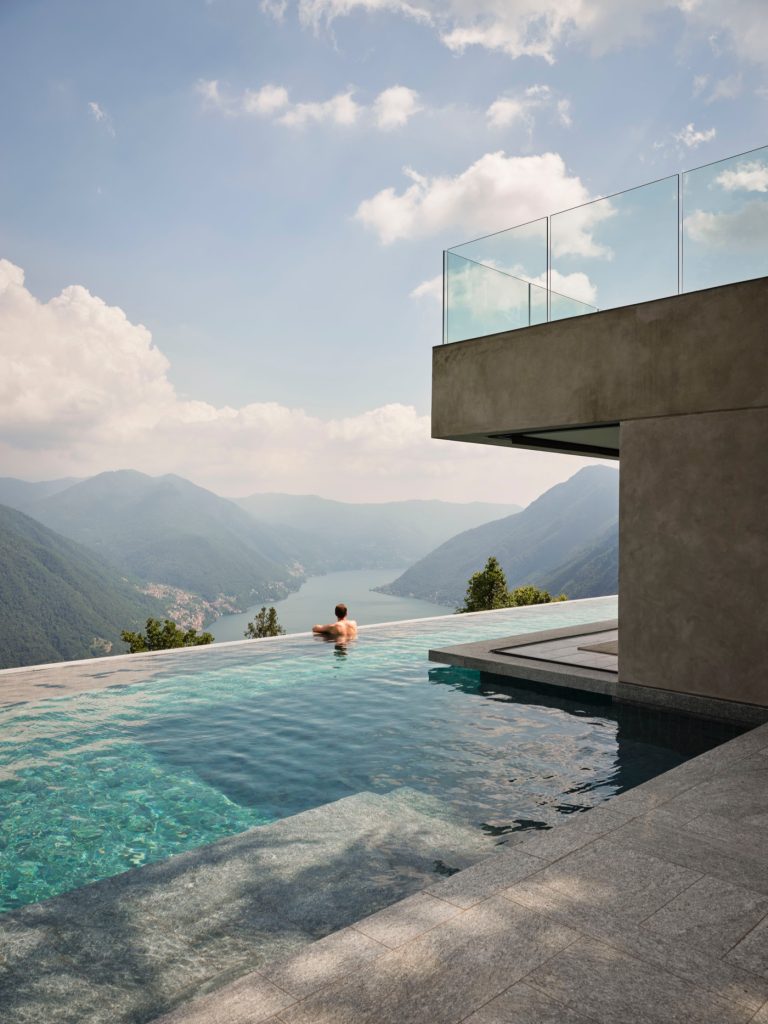 An infinity pool above Lake Como