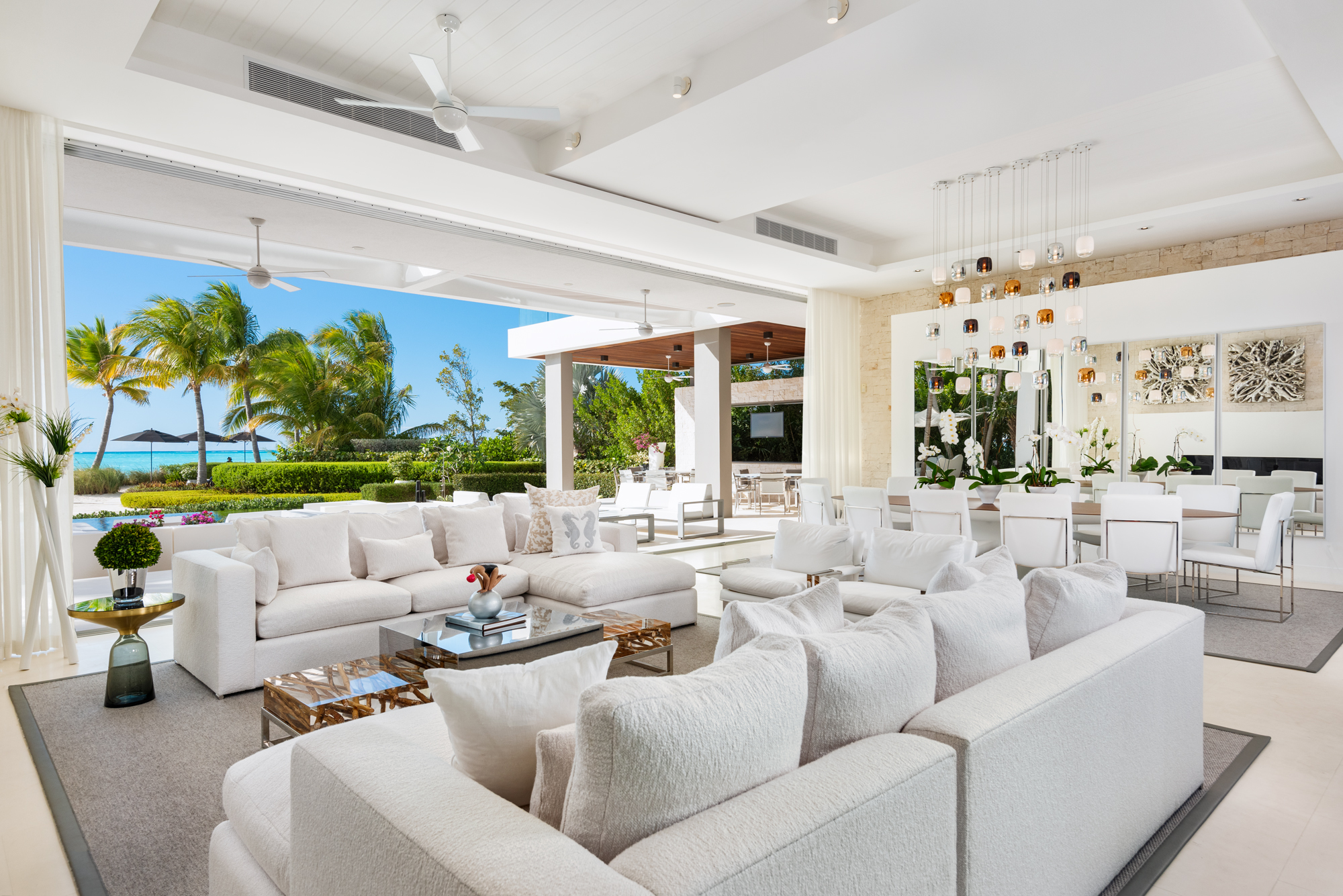 Luxurious modern living room with view Villa Awa Turks and Caicos