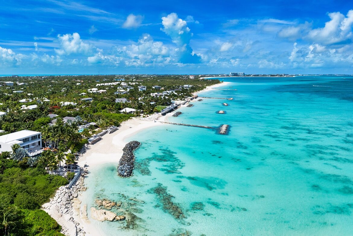 Turquoise waters and sandy beach view