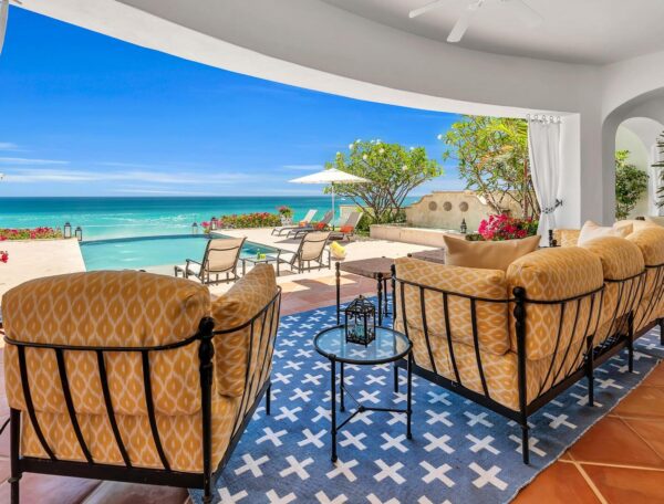 Cozy beachfront seating with ocean view