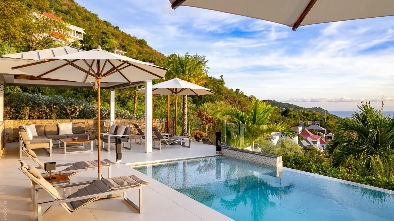 Private St Barts villa terrace with sea view