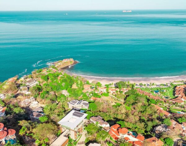 The coast and a green headland above the sea, Costa Rica, from the air