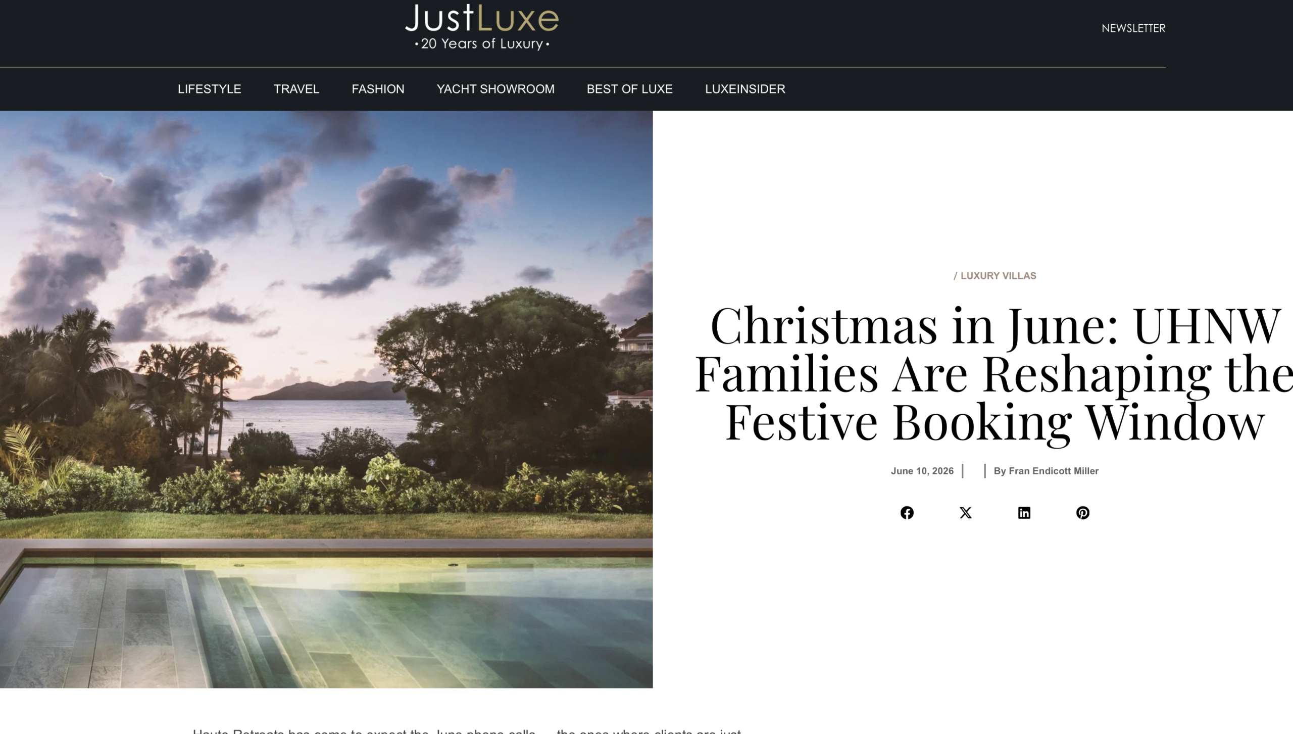 JustLuxe &mdash; Christmas in June: UHNW Families Are Reshaping the Festive Booking Window