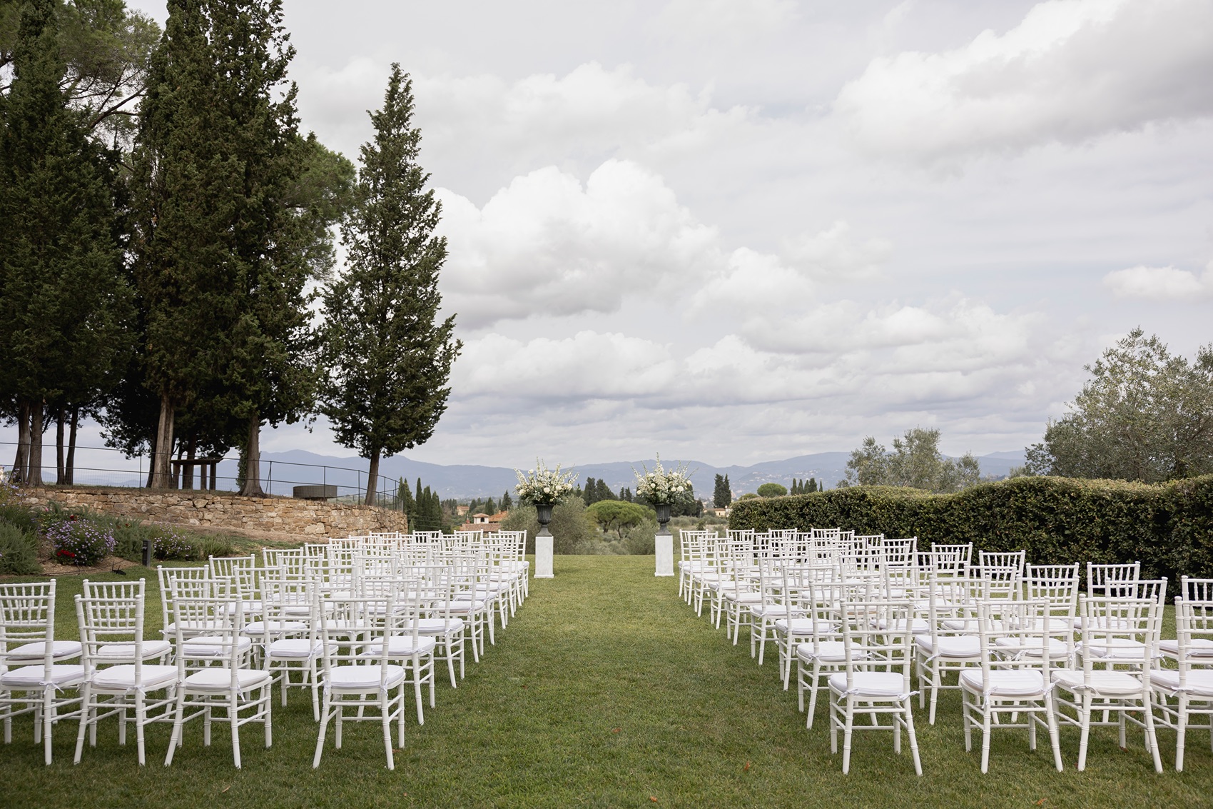Bride and groom at a private villa wedding in Italy